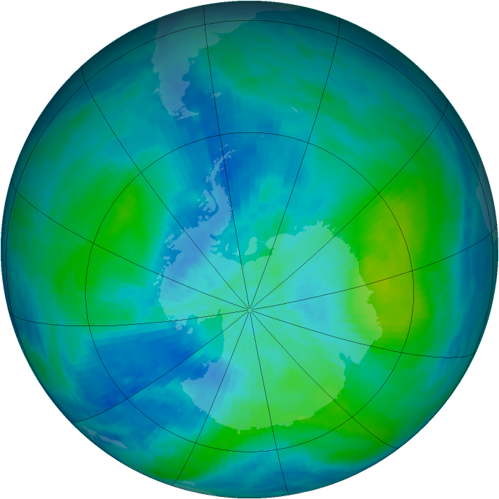 Antarctic ozone map for 02 March 1993